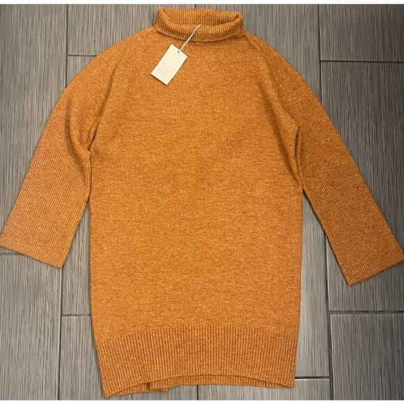 A New Day Womens Turtle Neck Tunic Sweater Size XS Knit Burnt Orange NWT - Picture 1 of 7